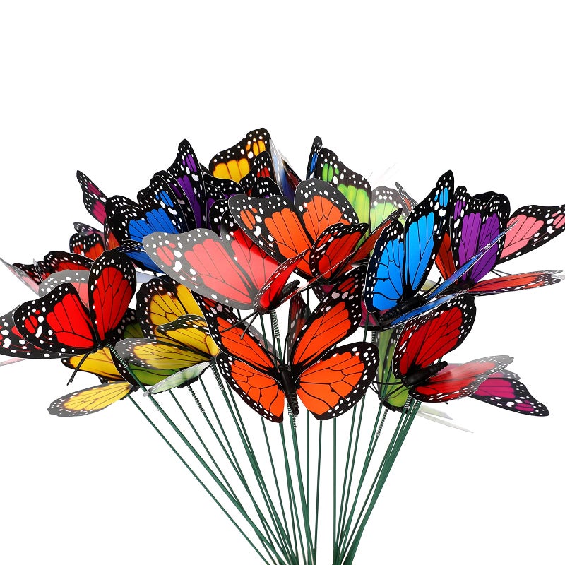 KINGLAKE Butterfly Garden Stakes Yard Planter Colorful Butterfly Garden Ornaments Decorations for Garden Patio Party Decorations 27 Pcs Set - Image 3